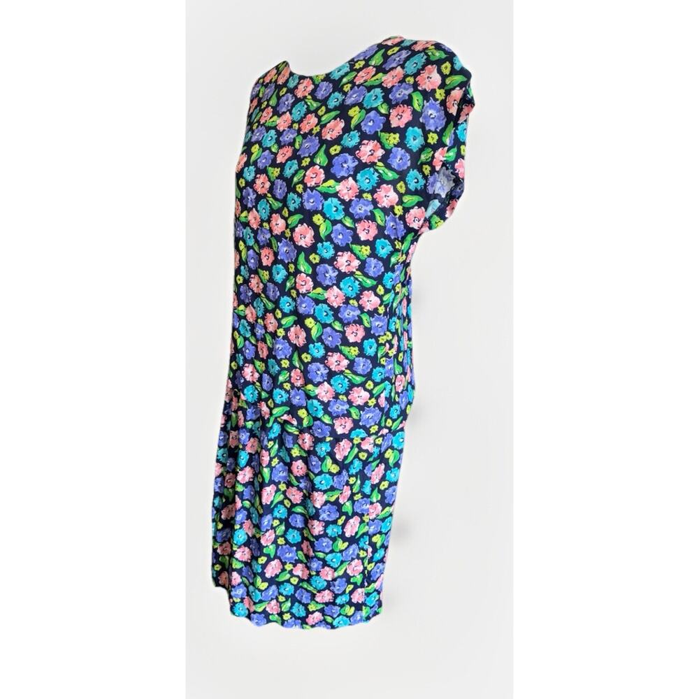 Vintage Synari Colorful Floral top midi skirt set flowy pull on half sleeve LG